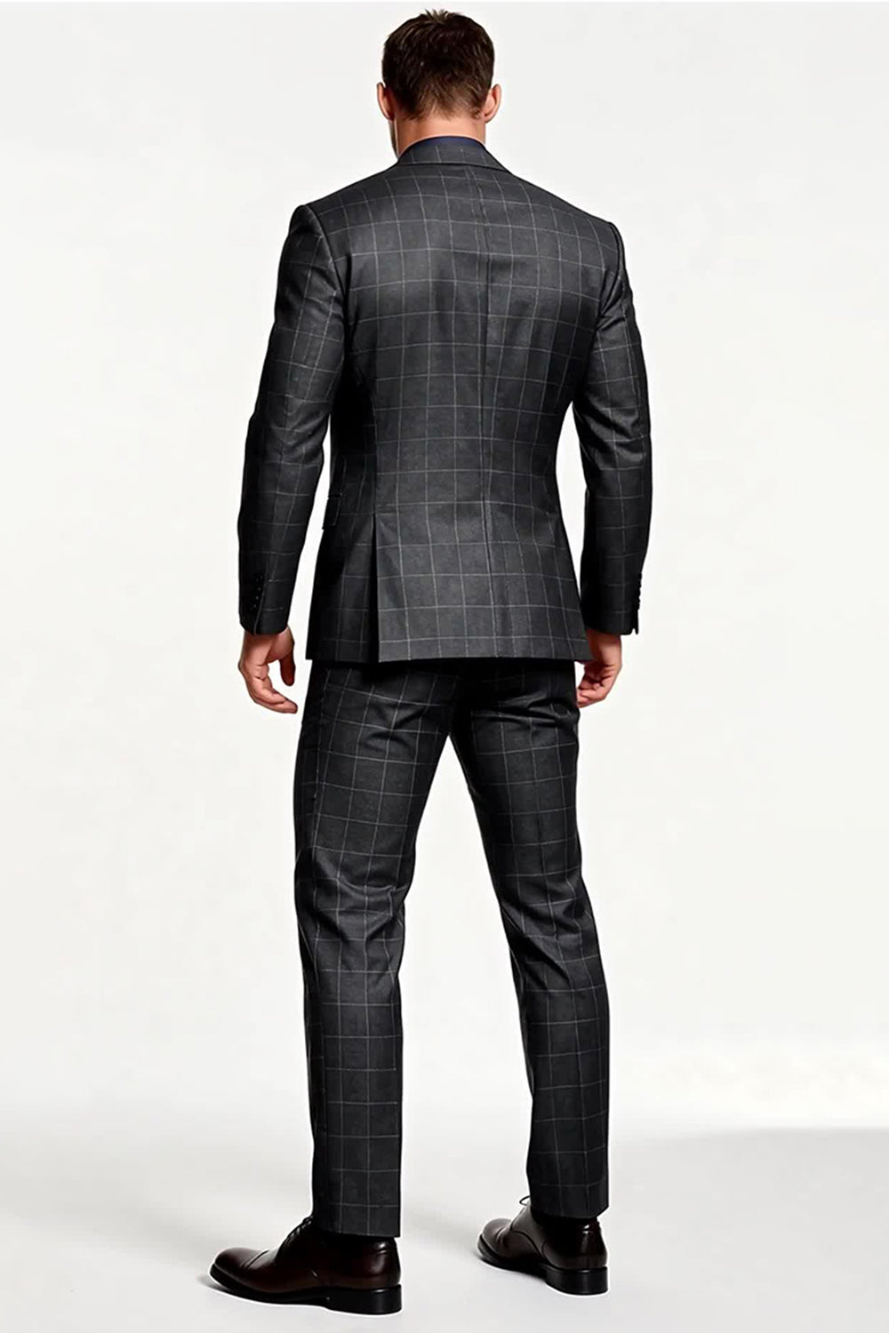 Dark Grey Striped Notched Lapel 2 Piece Single Breasted Men Suits