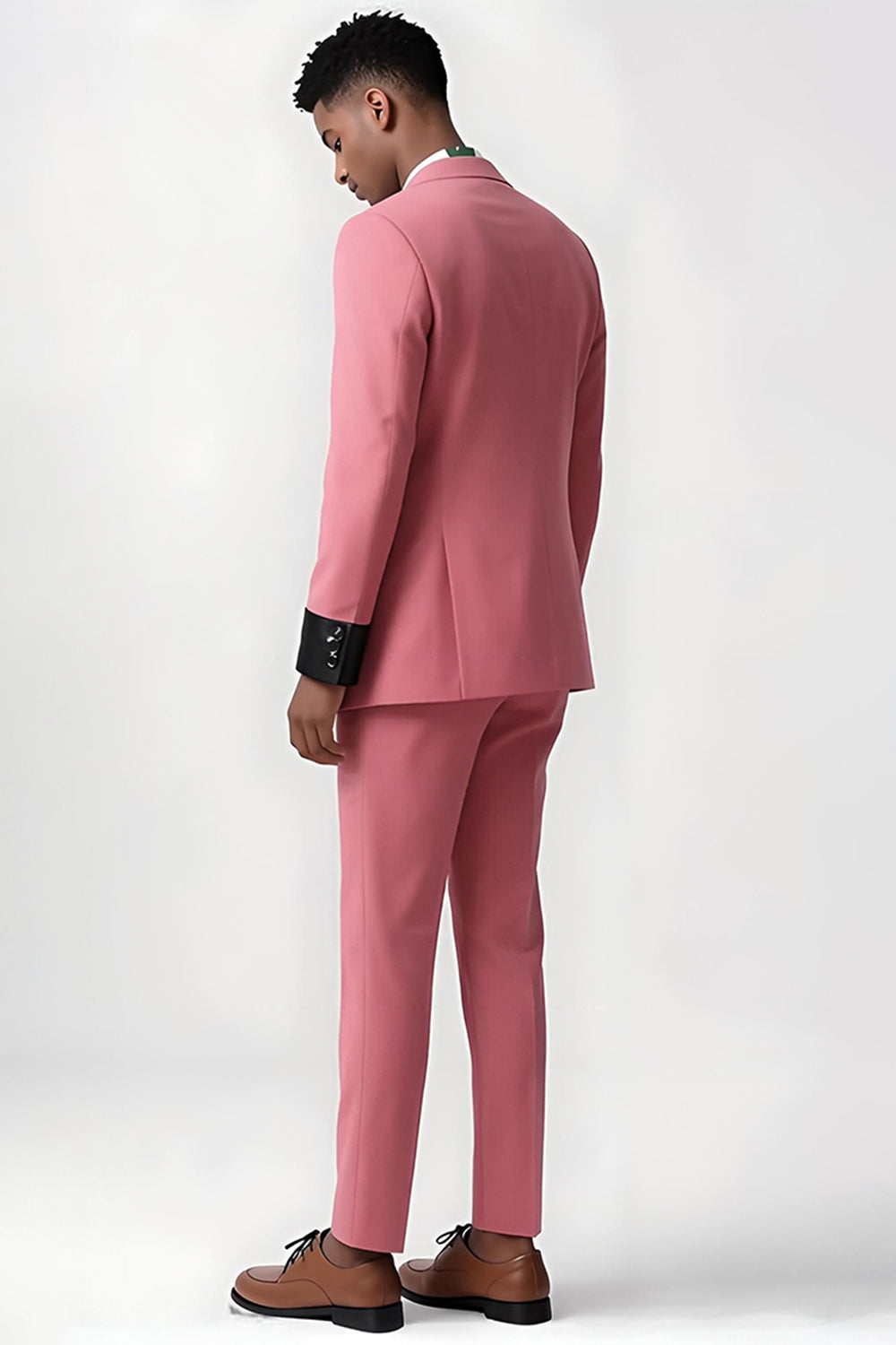 2 Piece Single Breasted Peak Lapel Pink Men's Suits