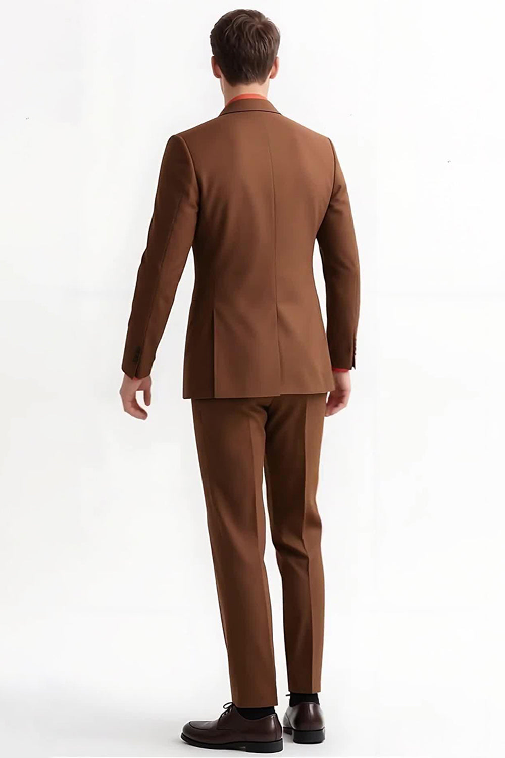 Costumes marron homme slim fit, 2 pièces, boutonnage simple, revers pointu
