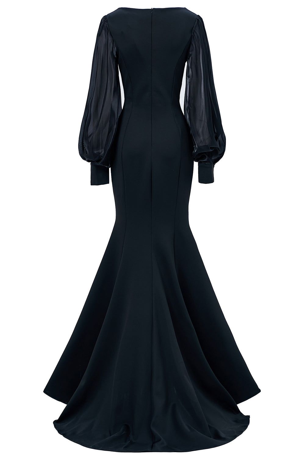 Robe de mère de la mariée sirène noire à manches longues avec appliqués