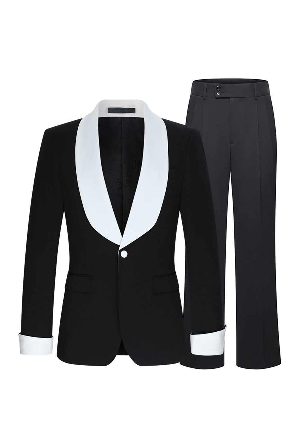 Black 2 Piece Shawl Lapel One Button Men's Suits