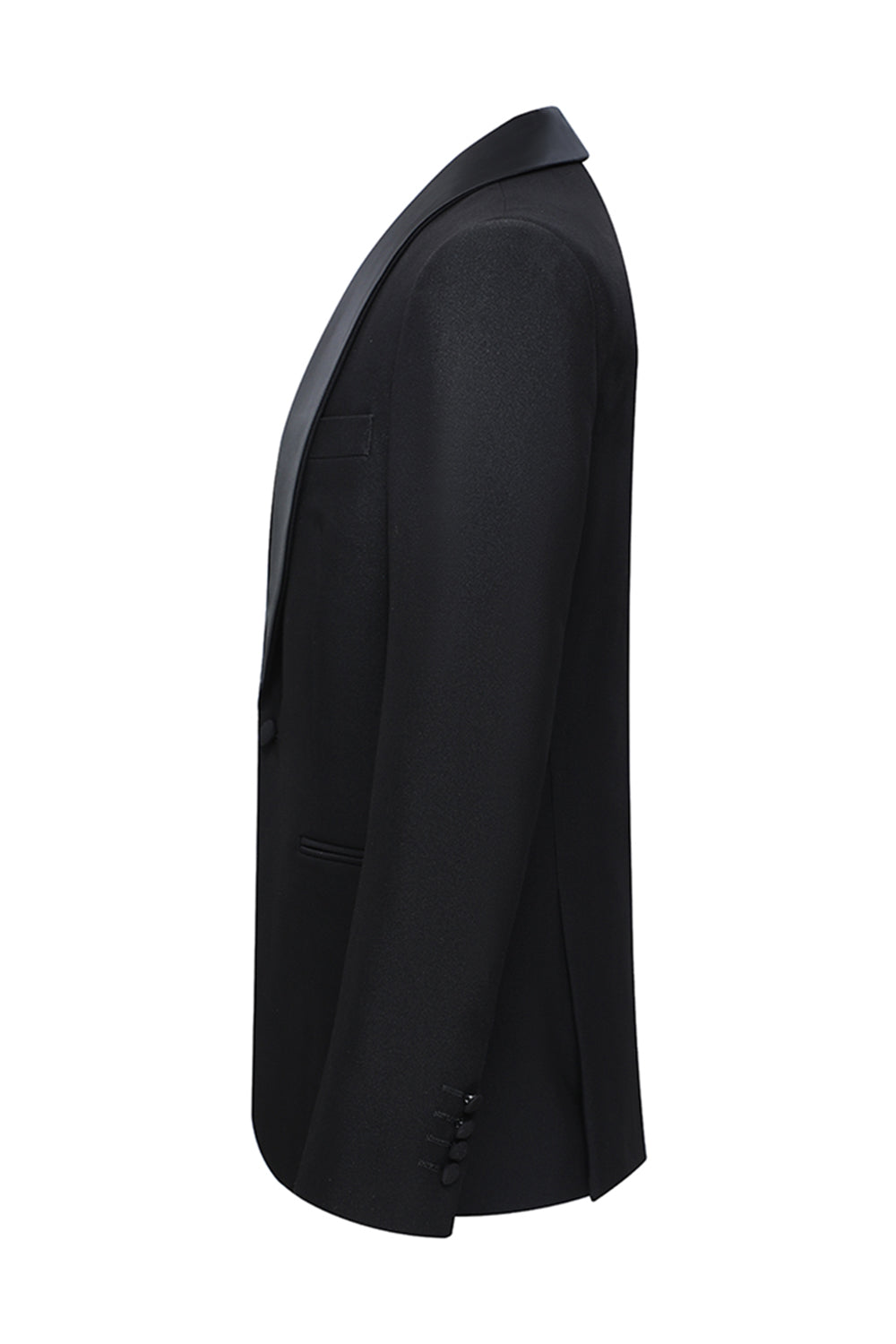 3 Piece Shawl Lapel One Button Black Men's Suits