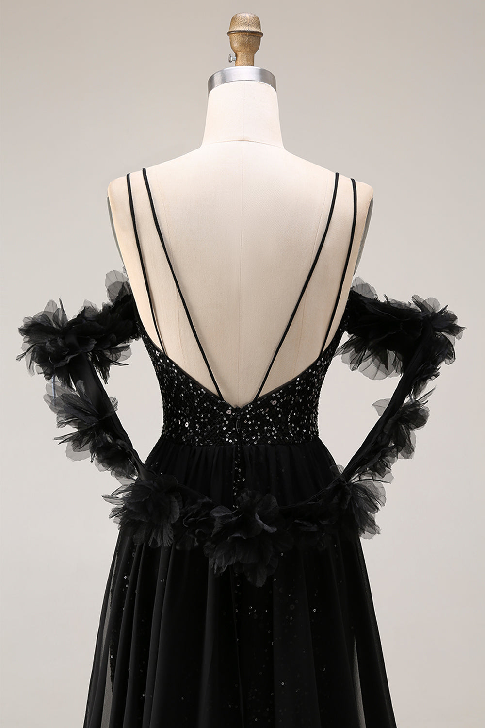 Robe longue de soirée noire à paillettes brillantes avec épaule dénudée et fente, style sirène