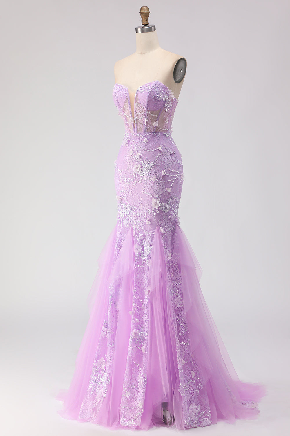 Robe de bal longue sirène corset en dentelle jaune bustier avec perles