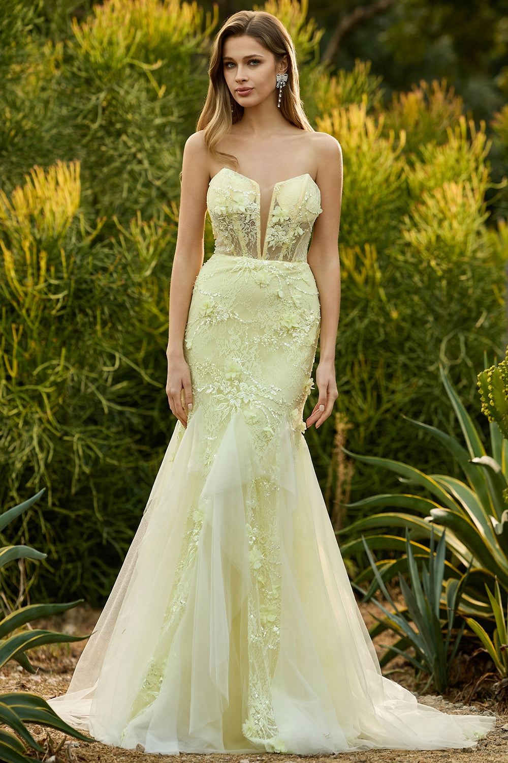 Purple Mermaid Strapless Lace Corset Long Prom Dress with 3D Flowers
