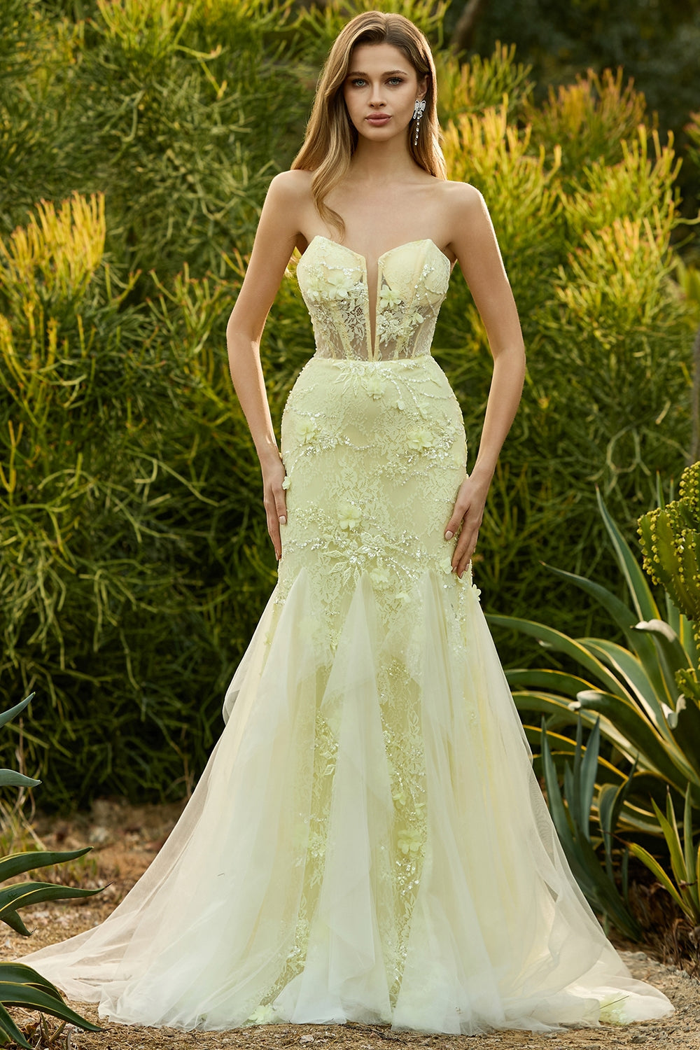 Purple Mermaid Strapless Lace Corset Long Prom Dress with 3D Flowers