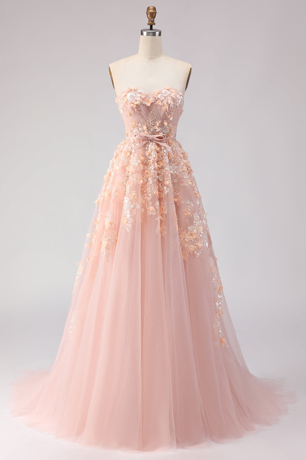 Robe de bal longue en tulle violet, épaules dénudées, perles, coupe trapèze, avec manches amovibles