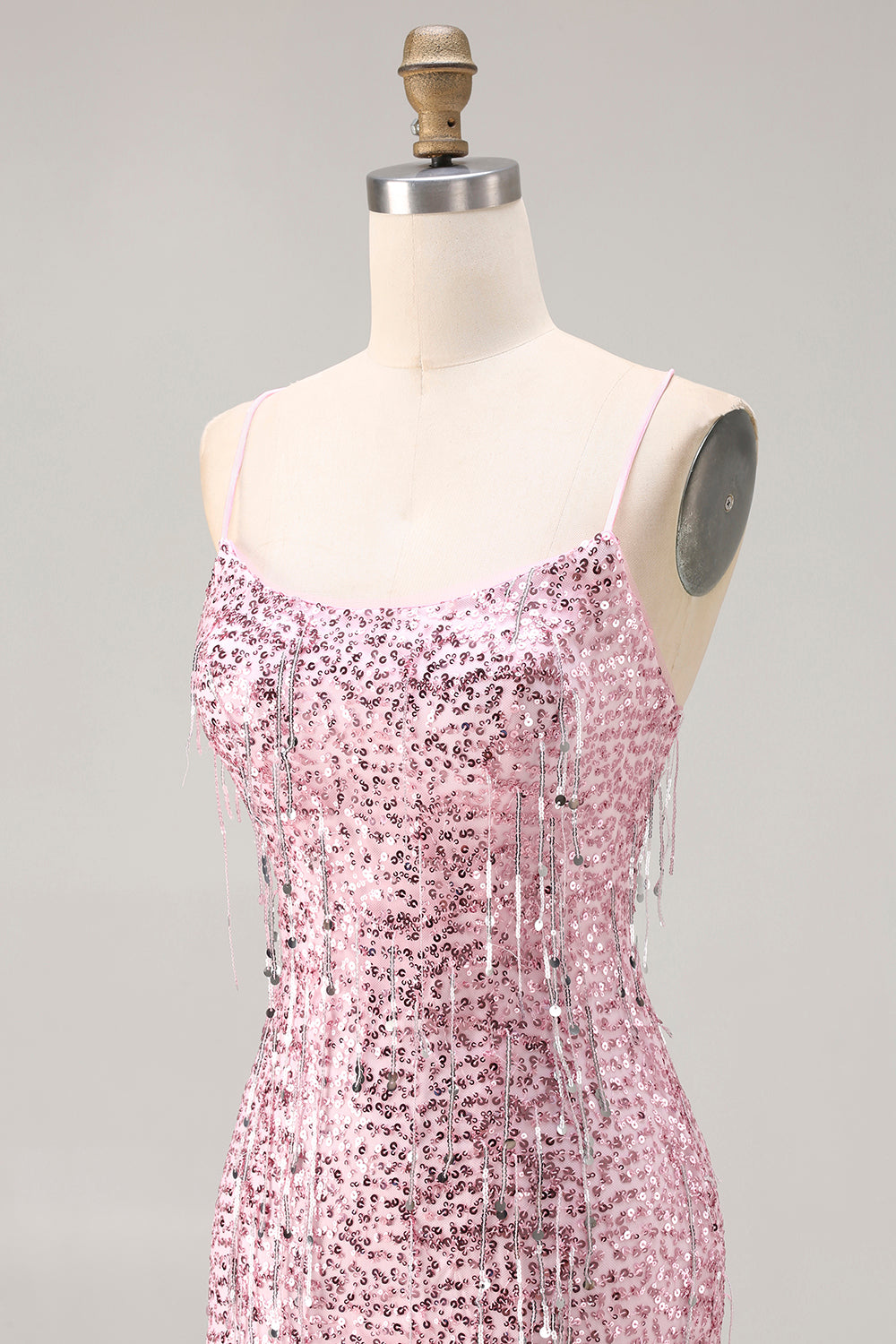 Sparkly Burgundy Mermaid Sequins Lace-Up Back Long Prom Dress with Slit