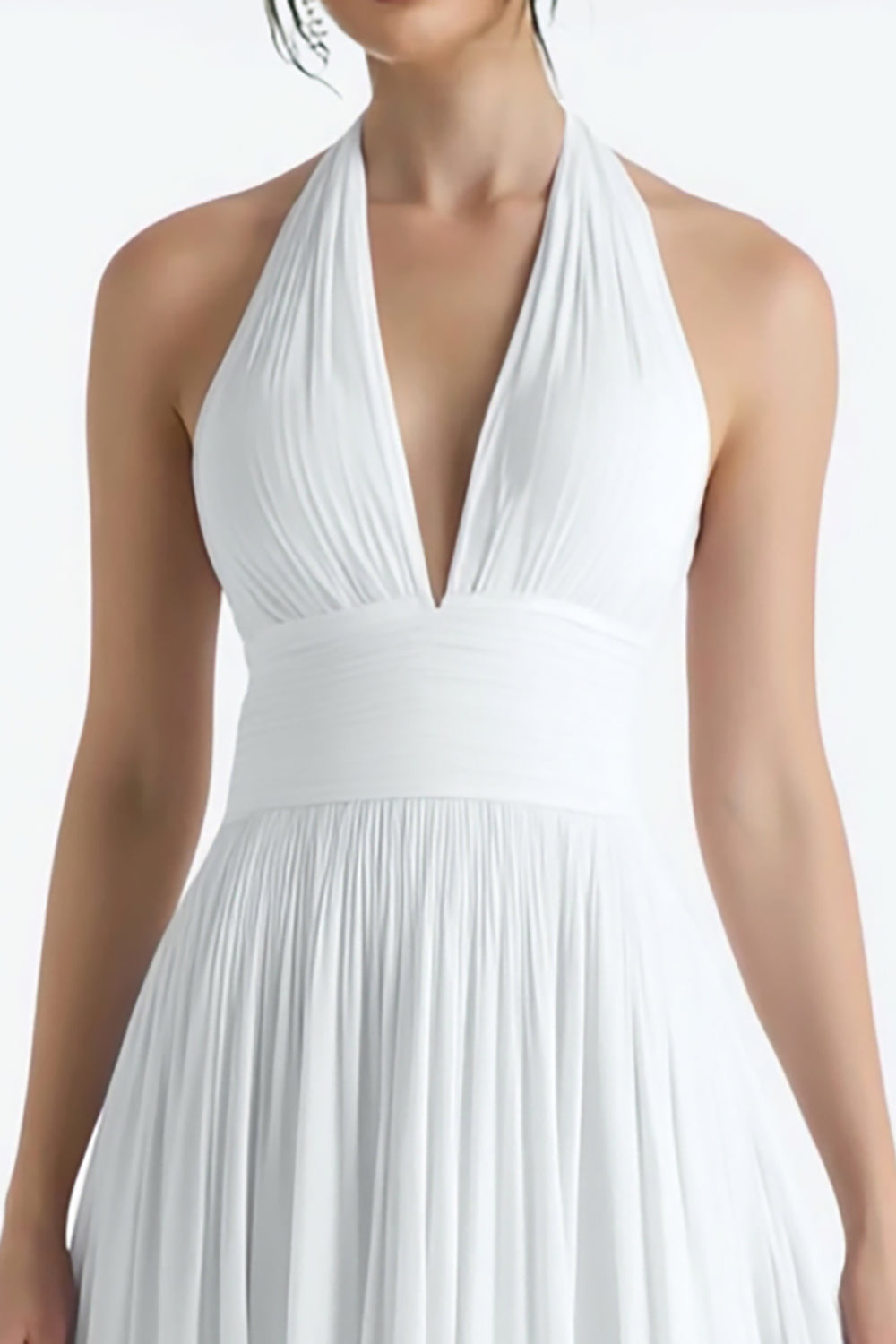 Robe midi trapèze blanche à dos nu pour dîner de répétition