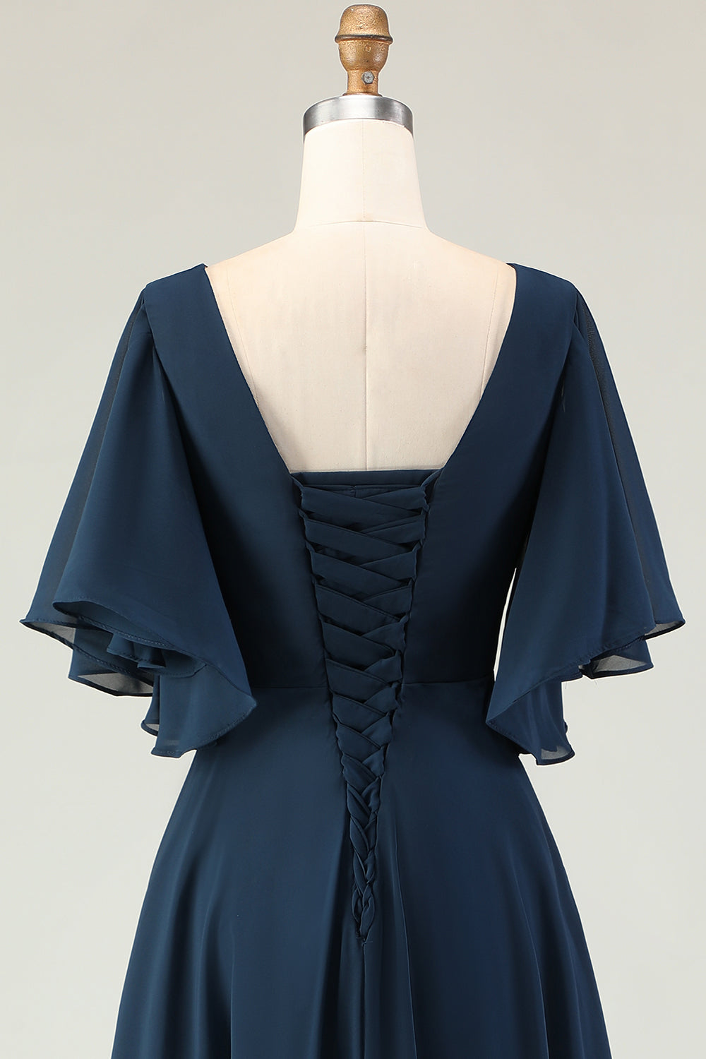 Navy A Line V Neck Long Choir Dress with Embroidery