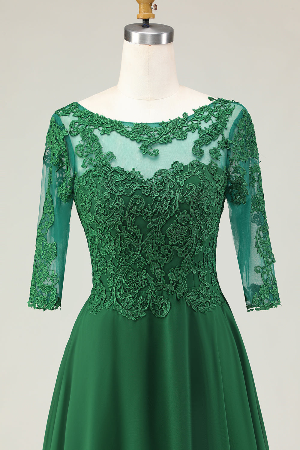 Green A Line Lace Up Back Chiffon Choir Dress with Appliques