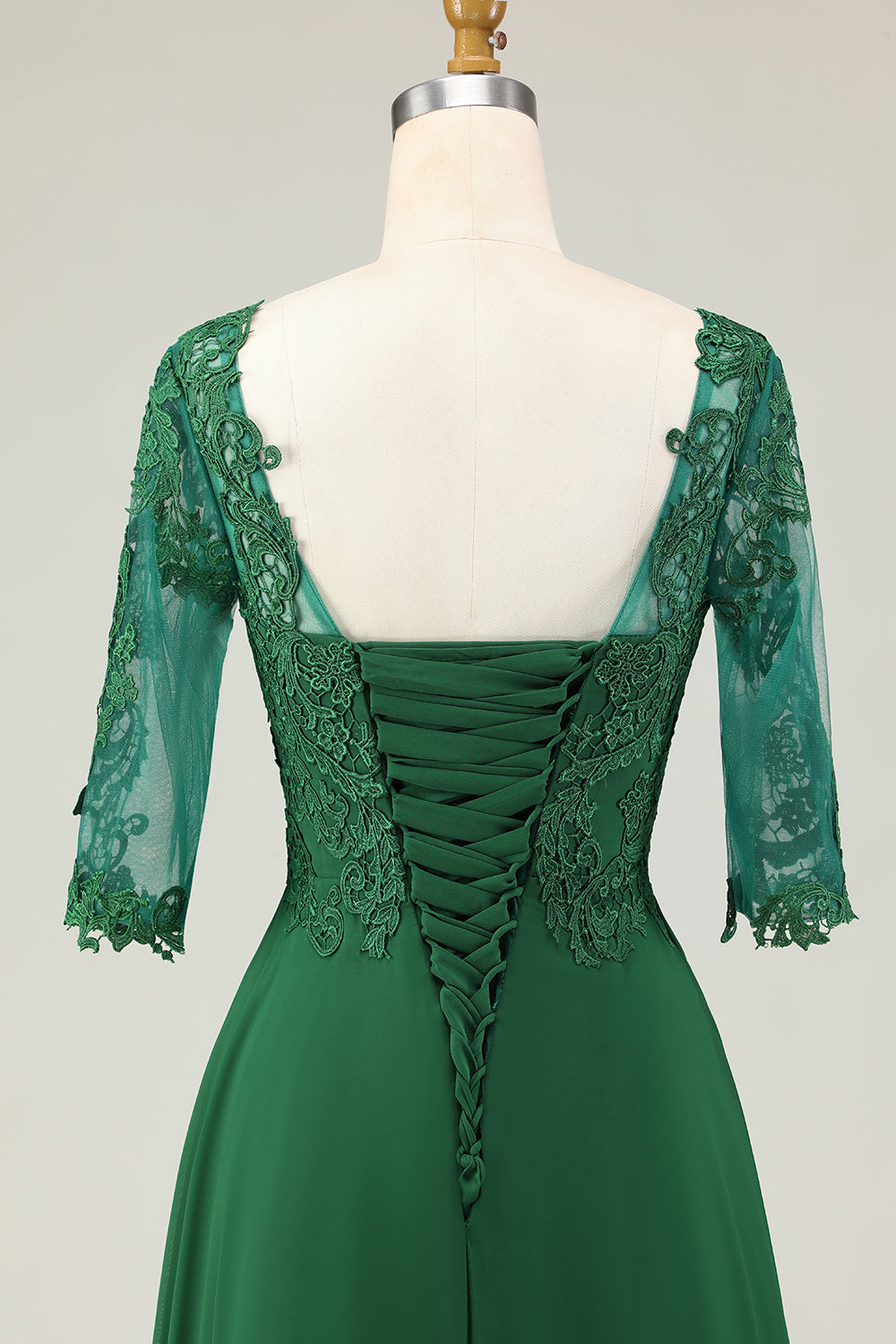 Green A Line Lace Up Back Chiffon Choir Dress with Appliques