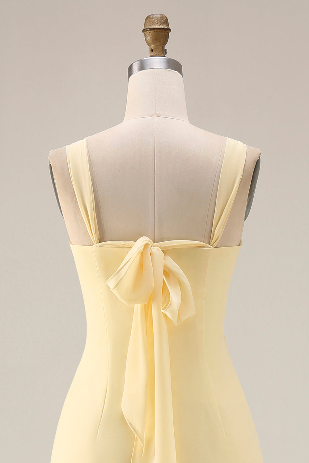 Lemon Sorbet A-Line Chiffon Convertible Long Bridesmaid Dress with Slit