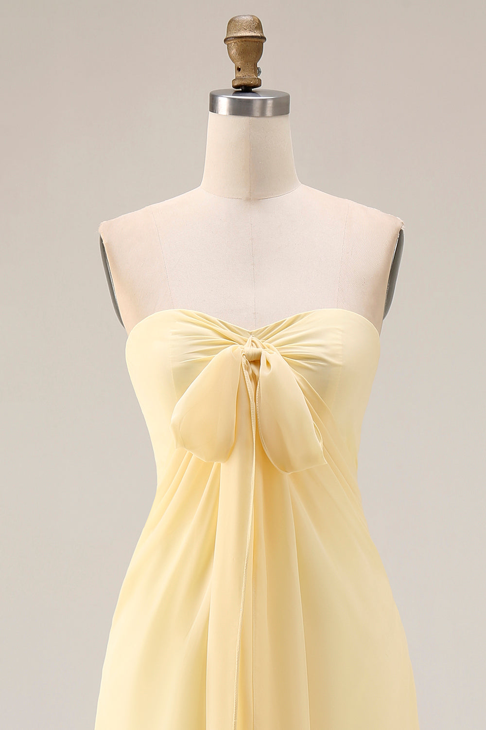 Lemon Sorbet A-Line Chiffon Convertible Long Bridesmaid Dress with Slit