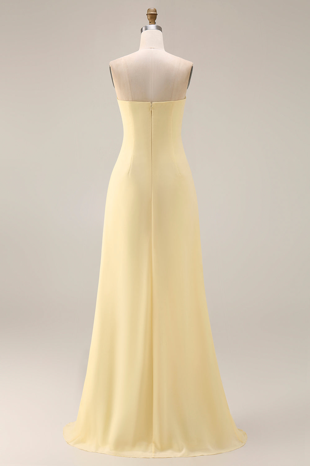 Lemon Sorbet A-Line Chiffon Convertible Long Bridesmaid Dress with Slit
