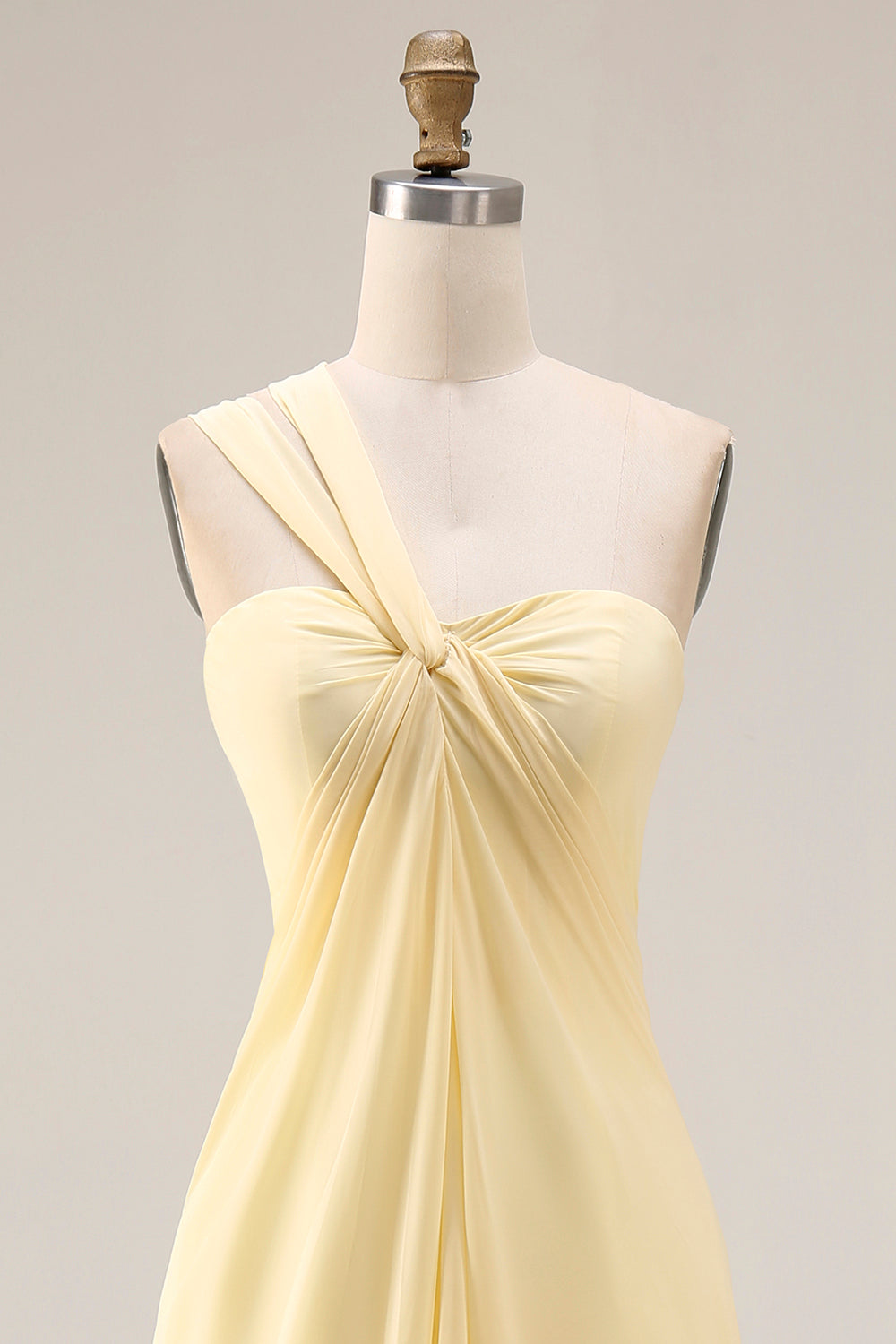 Lemon Sorbet A-Line Chiffon Convertible Long Bridesmaid Dress with Slit