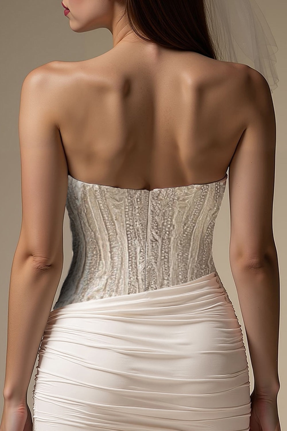 Ivory Sweetheart Bodycon Pleated Short Wedding Dress