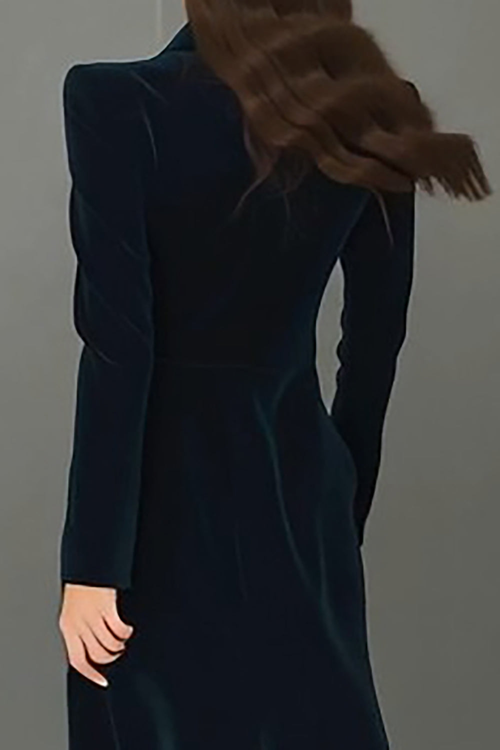 Navy Peak Lapel Single-breasted Blazer Dress with Slit