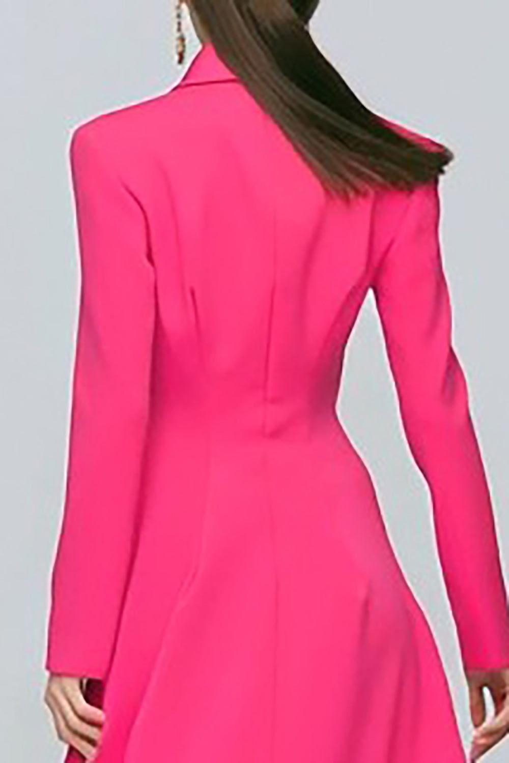 Robe blazer trapèze à revers crantés et simple boutonnage fuchsia