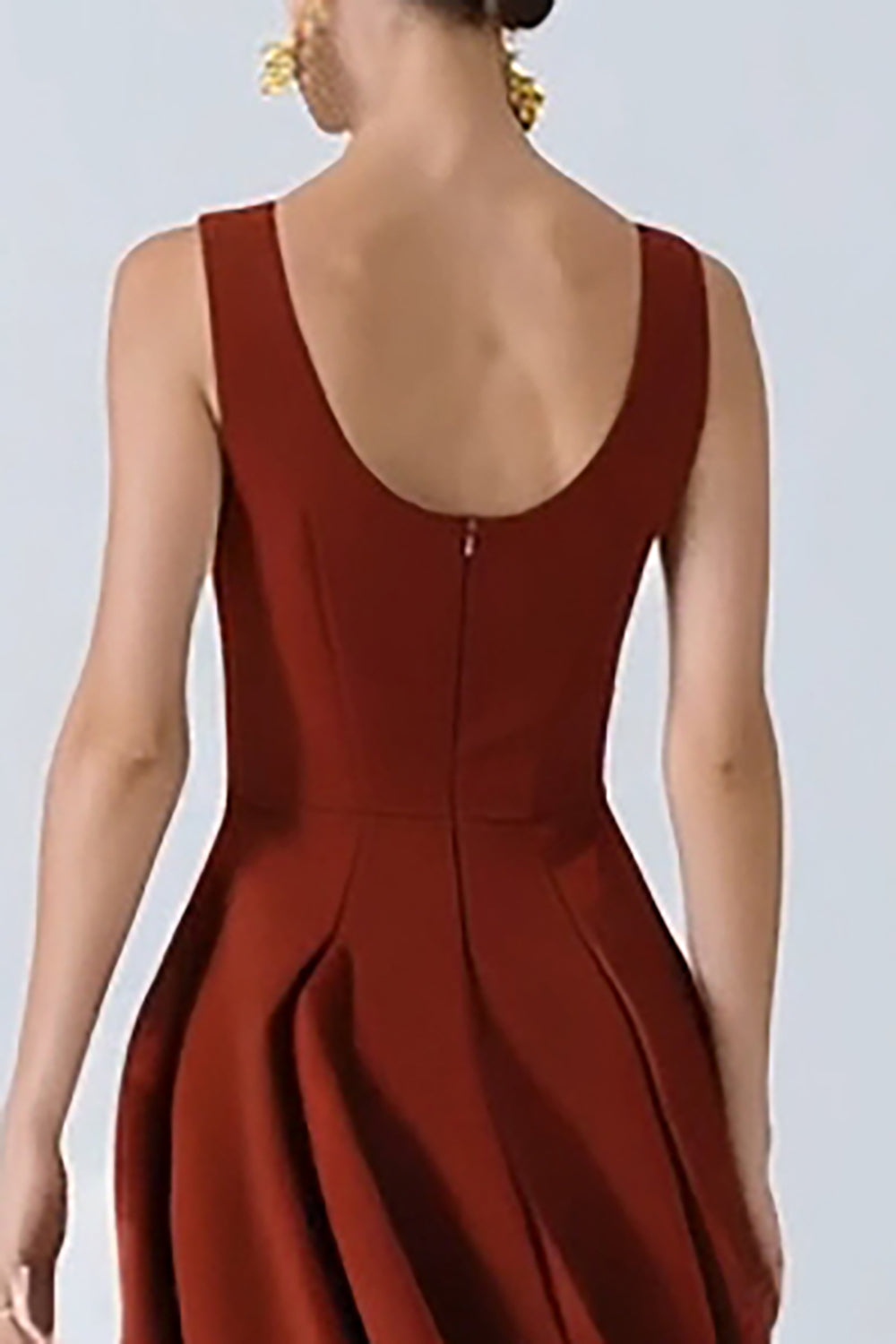 Robe longue de soirée de mariage en satin bordeaux coupe trapèze avec poches