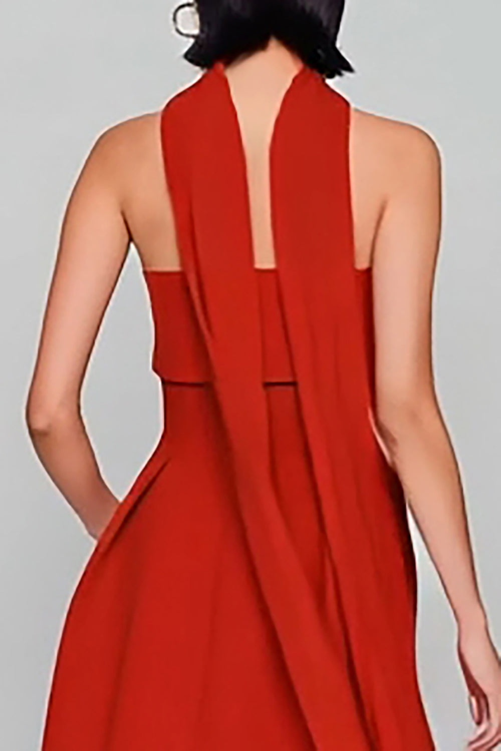 Red Strapless Sheath Long Convertible Dress with Streamer