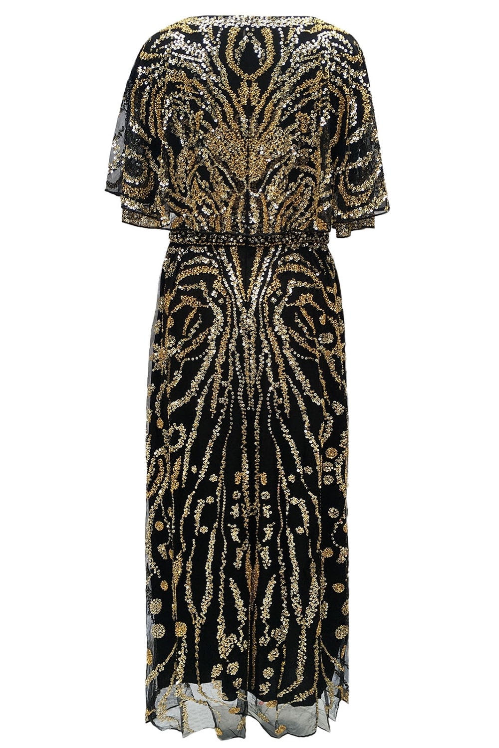 Robe fourreau des années 20 abricot scintillant à col bateau orné de perles et de sequins