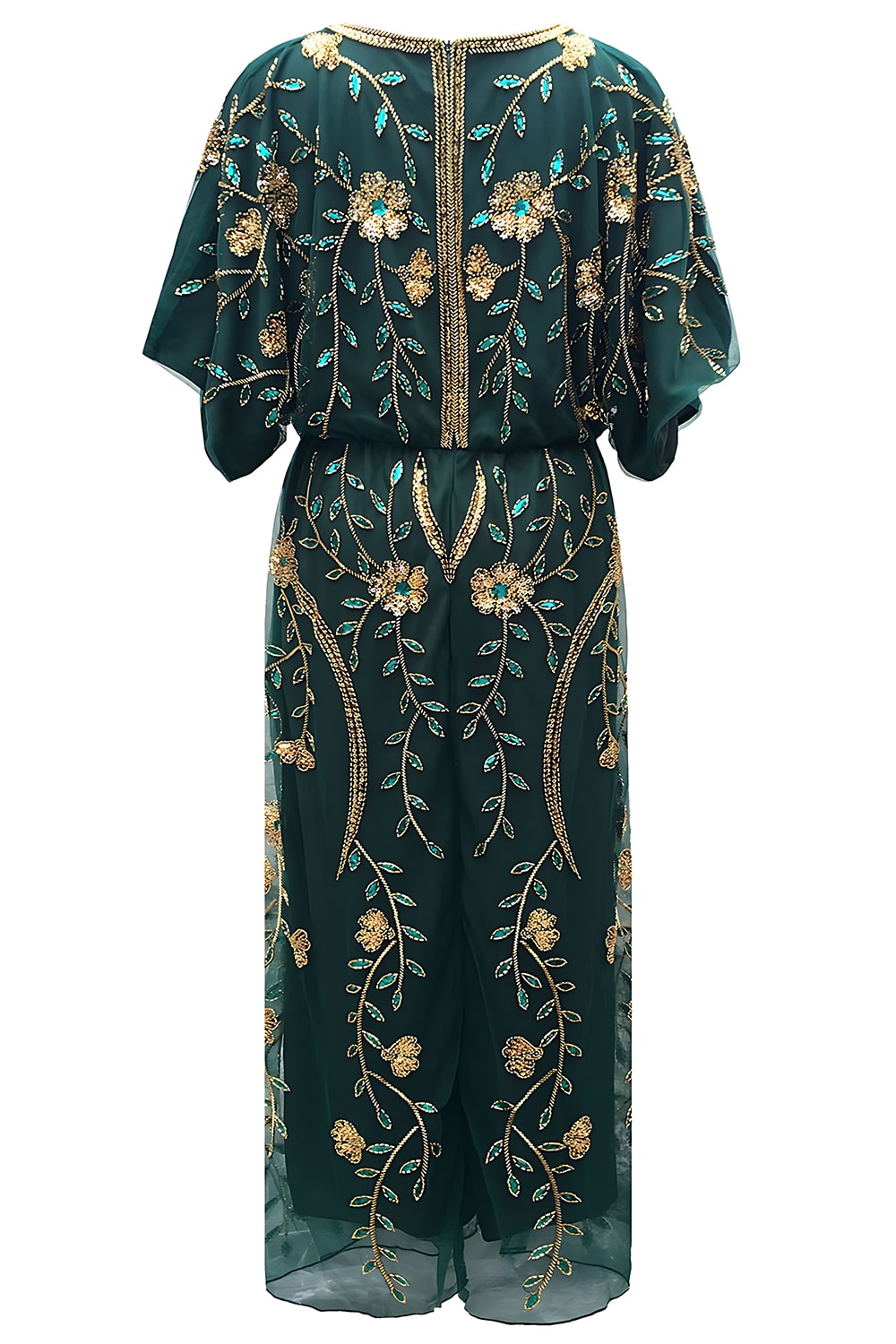 Black V-Neck Sequins Sheath Half Sleeves 1920s Dress