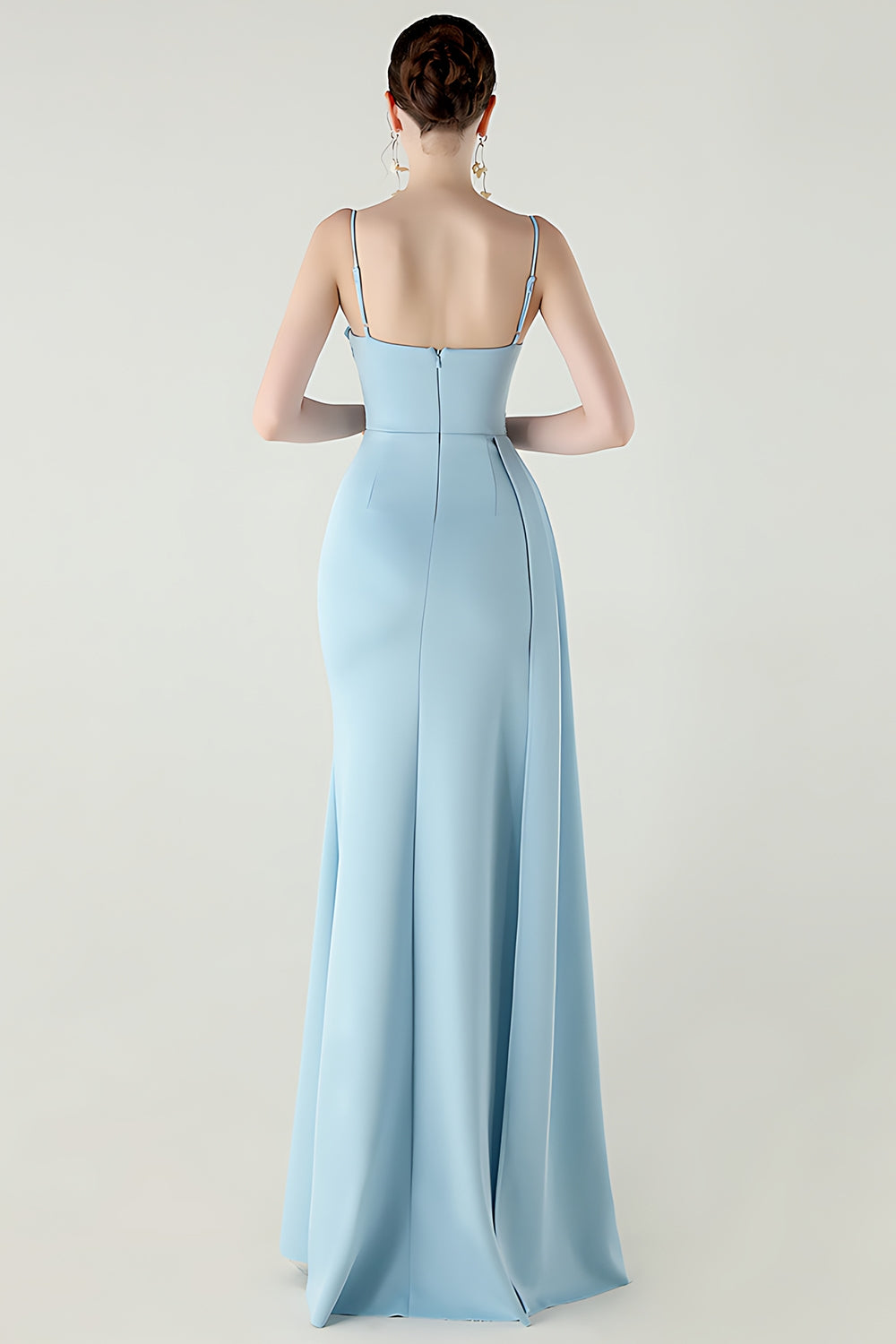 Black Spaghetti Straps Mermaid Long Prom Dress with Slit