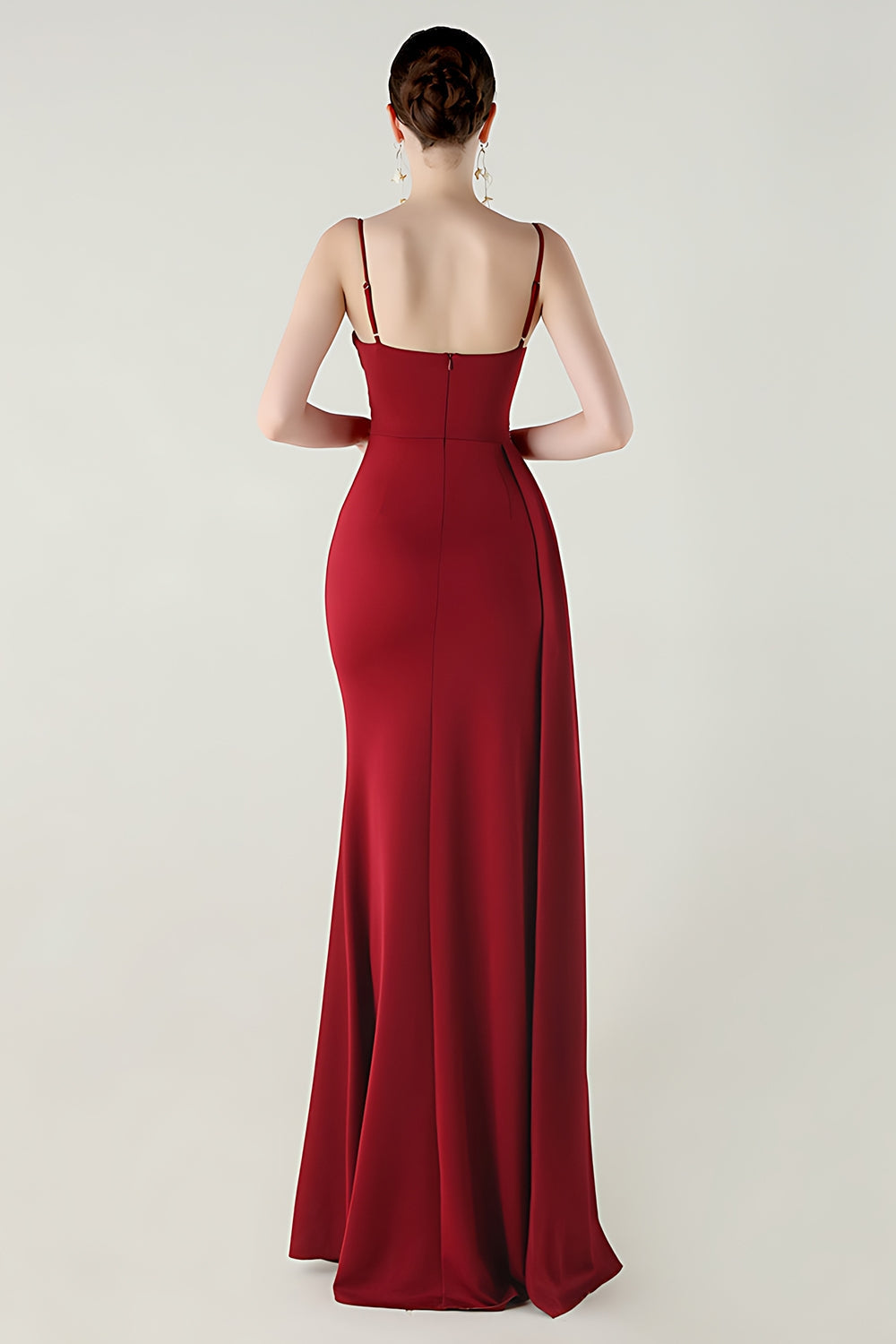 Black Spaghetti Straps Mermaid Long Prom Dress with Slit