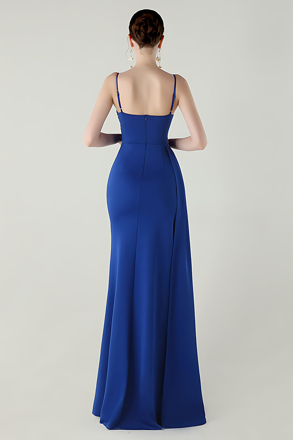 Black Spaghetti Straps Mermaid Long Prom Dress with Slit