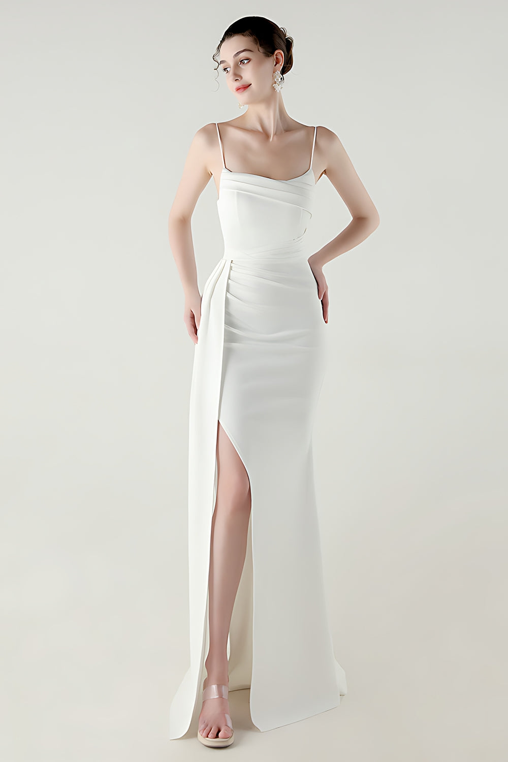 Black Spaghetti Straps Mermaid Long Prom Dress with Slit