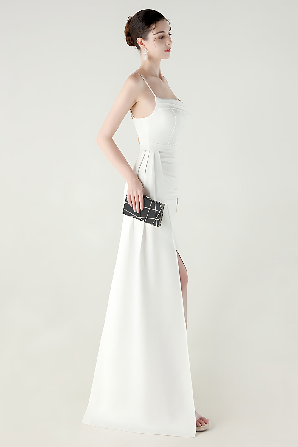 Black Spaghetti Straps Mermaid Long Prom Dress with Slit