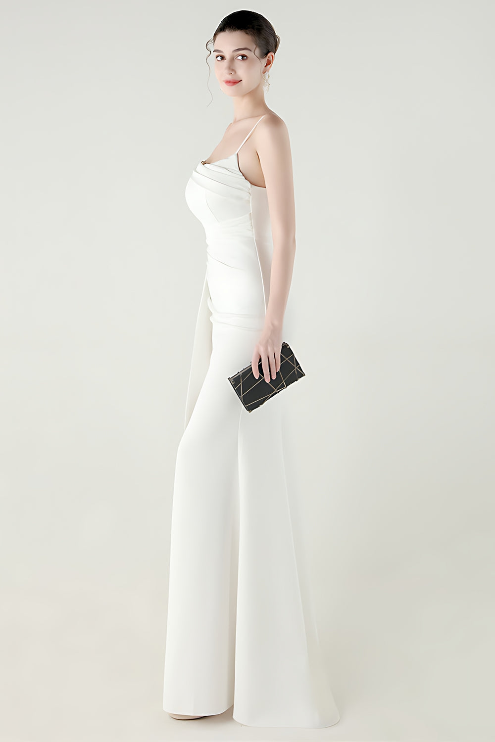 Black Spaghetti Straps Mermaid Long Prom Dress with Slit