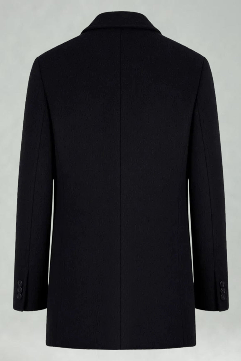 Black Single Breasted Notched Lapel Men's Winter Coat