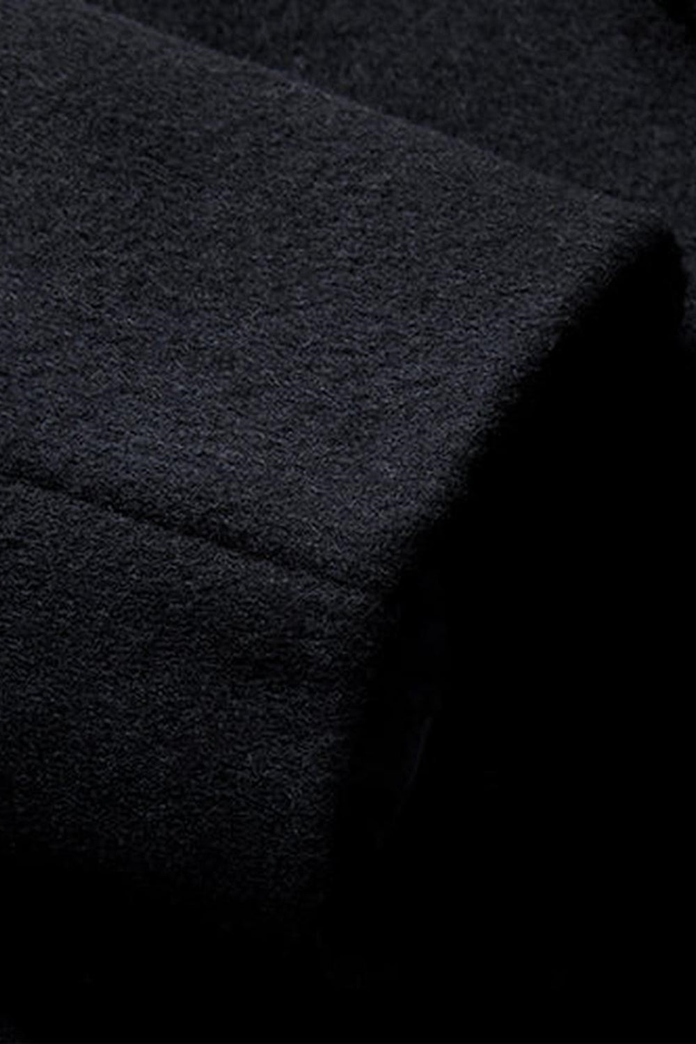 Black Single Breasted Notched Lapel Men's Winter Coat