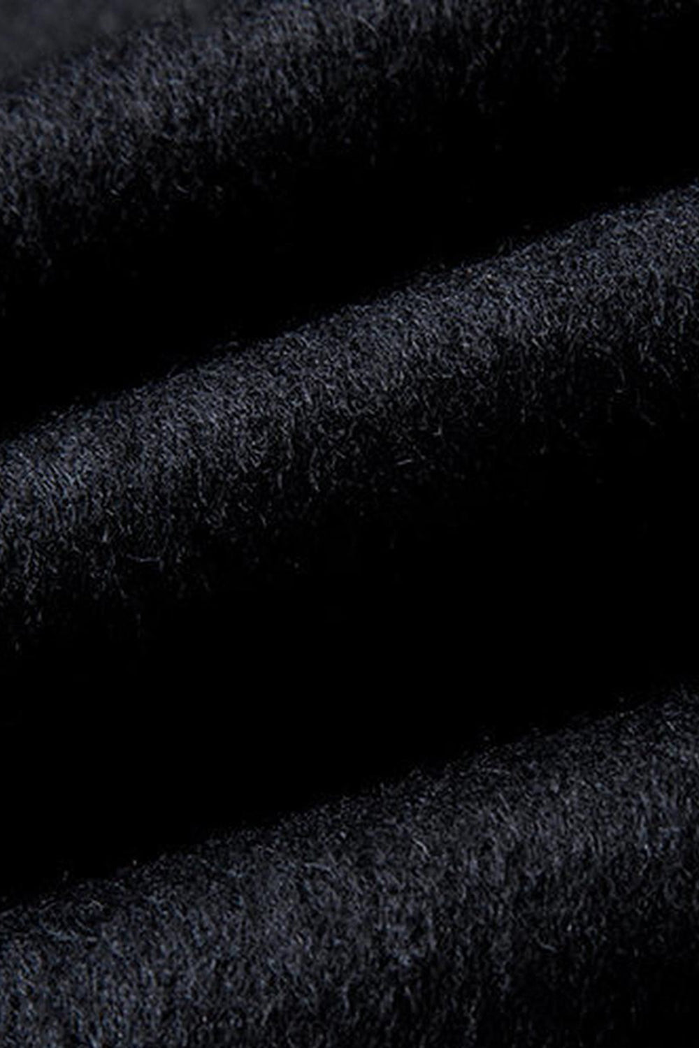 Black Single Breasted Notched Lapel Men's Winter Coat