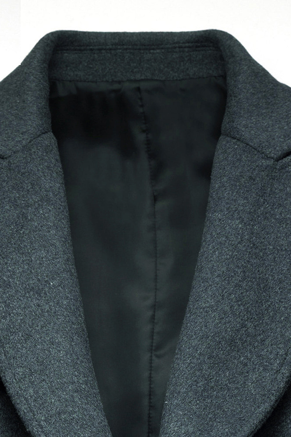 Peak Lapel Double Breasted Long Men's Grey Winter Coat