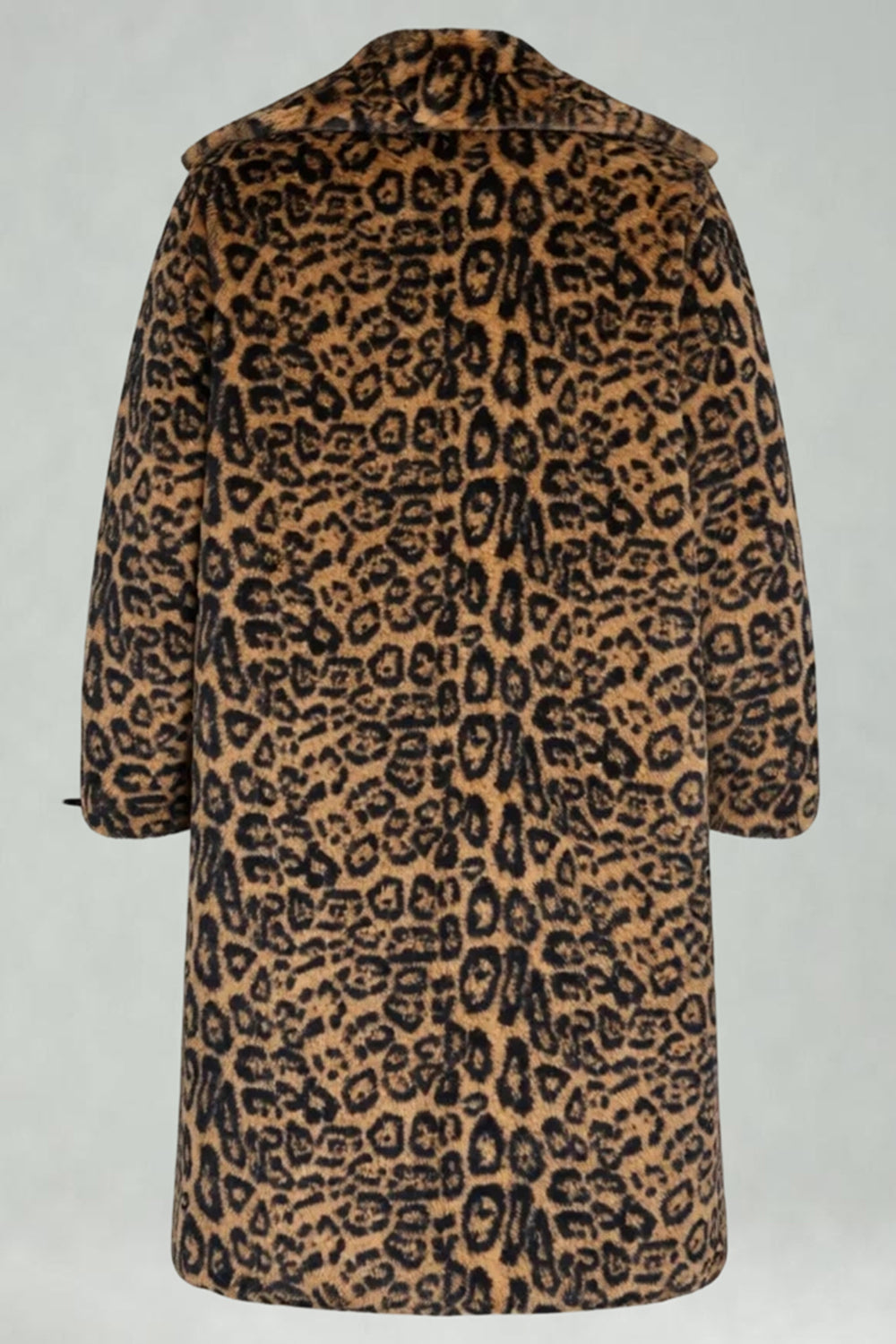 Yellow Leopard Faux Fur Open Front Warm Men's Winter Coat