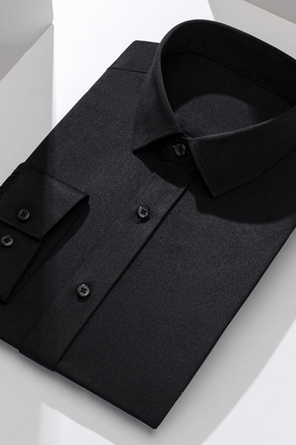 White Classic Solid Point Collar Slim Fit  Men's Suits Shirt