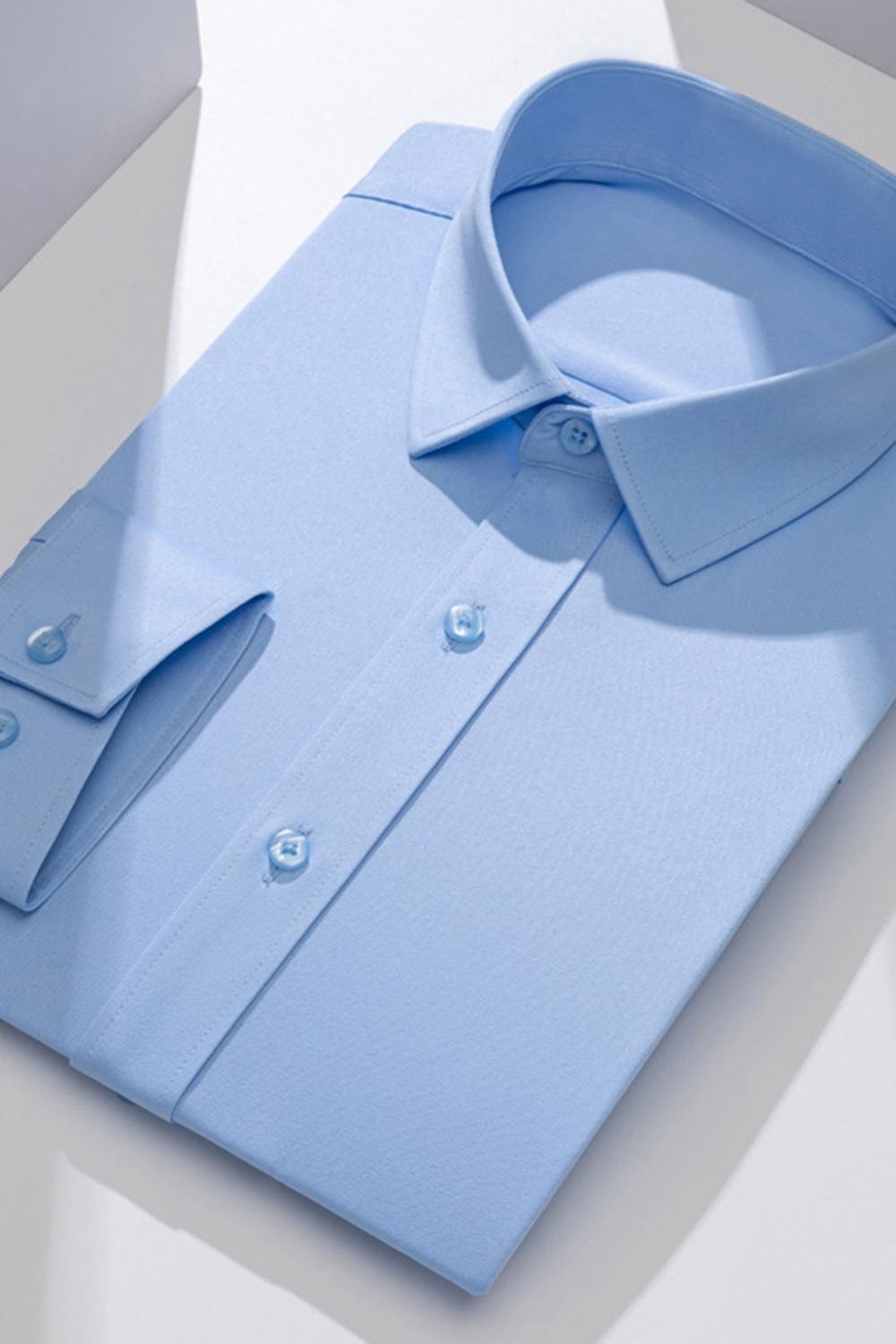 White Classic Solid Point Collar Slim Fit  Men's Suits Shirt