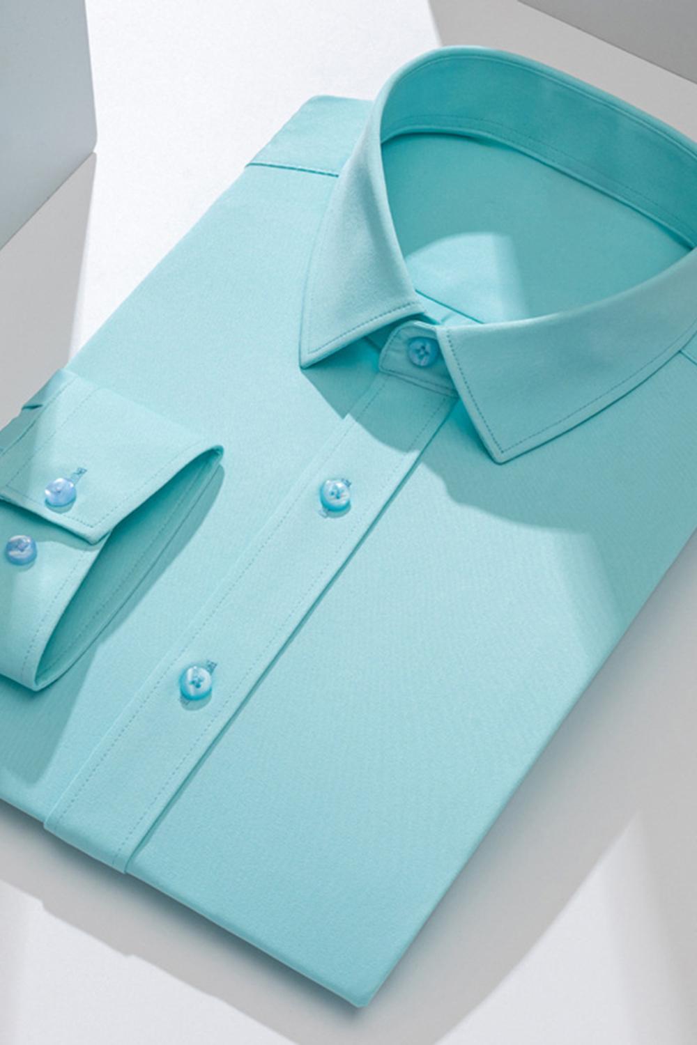 White Classic Solid Point Collar Slim Fit  Men's Suits Shirt