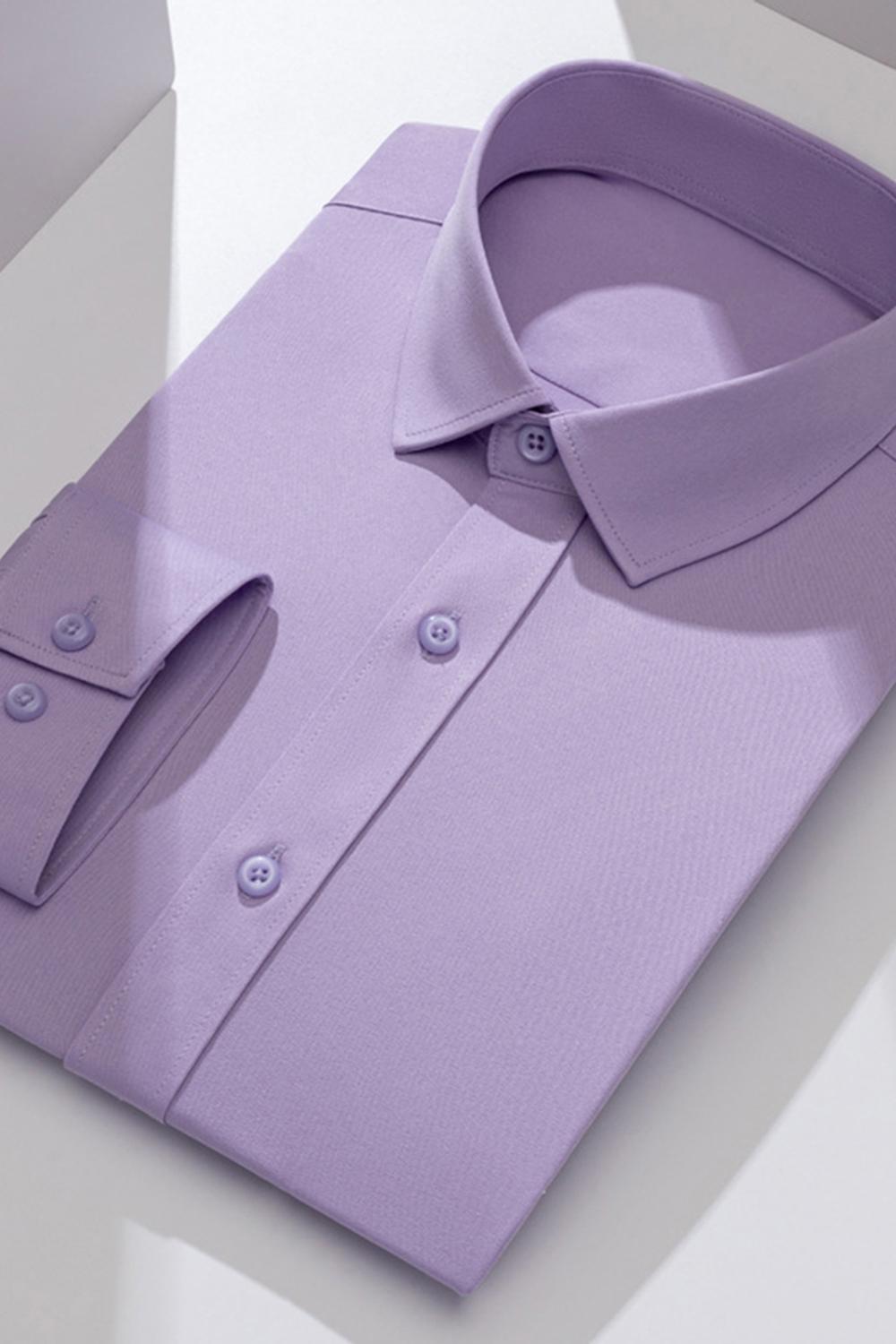 White Classic Solid Point Collar Slim Fit  Men's Suits Shirt