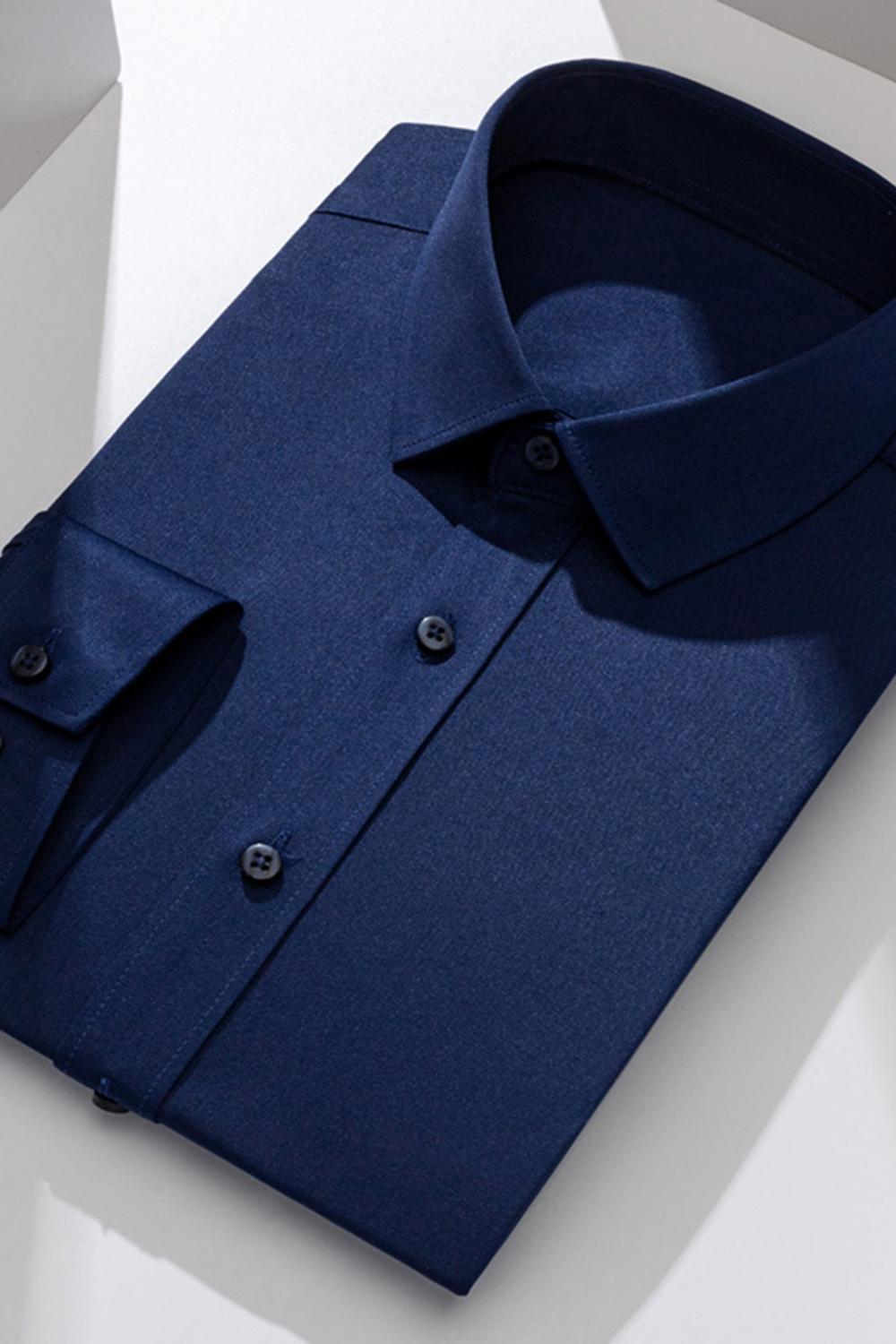 White Classic Solid Point Collar Slim Fit  Men's Suits Shirt