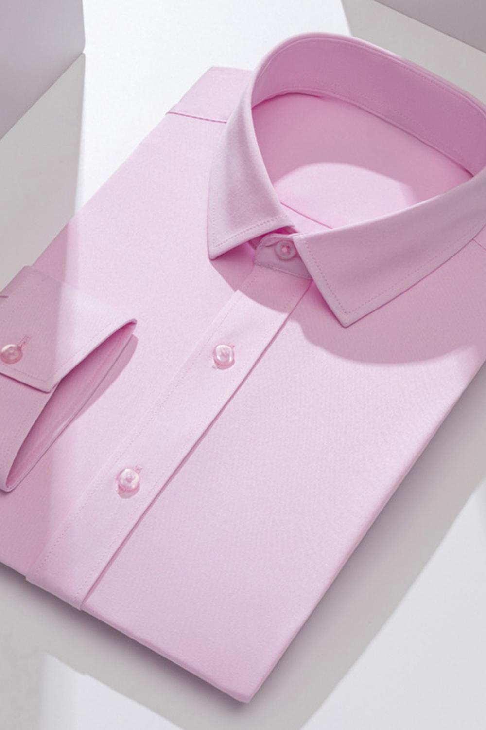 White Classic Solid Point Collar Slim Fit  Men's Suits Shirt