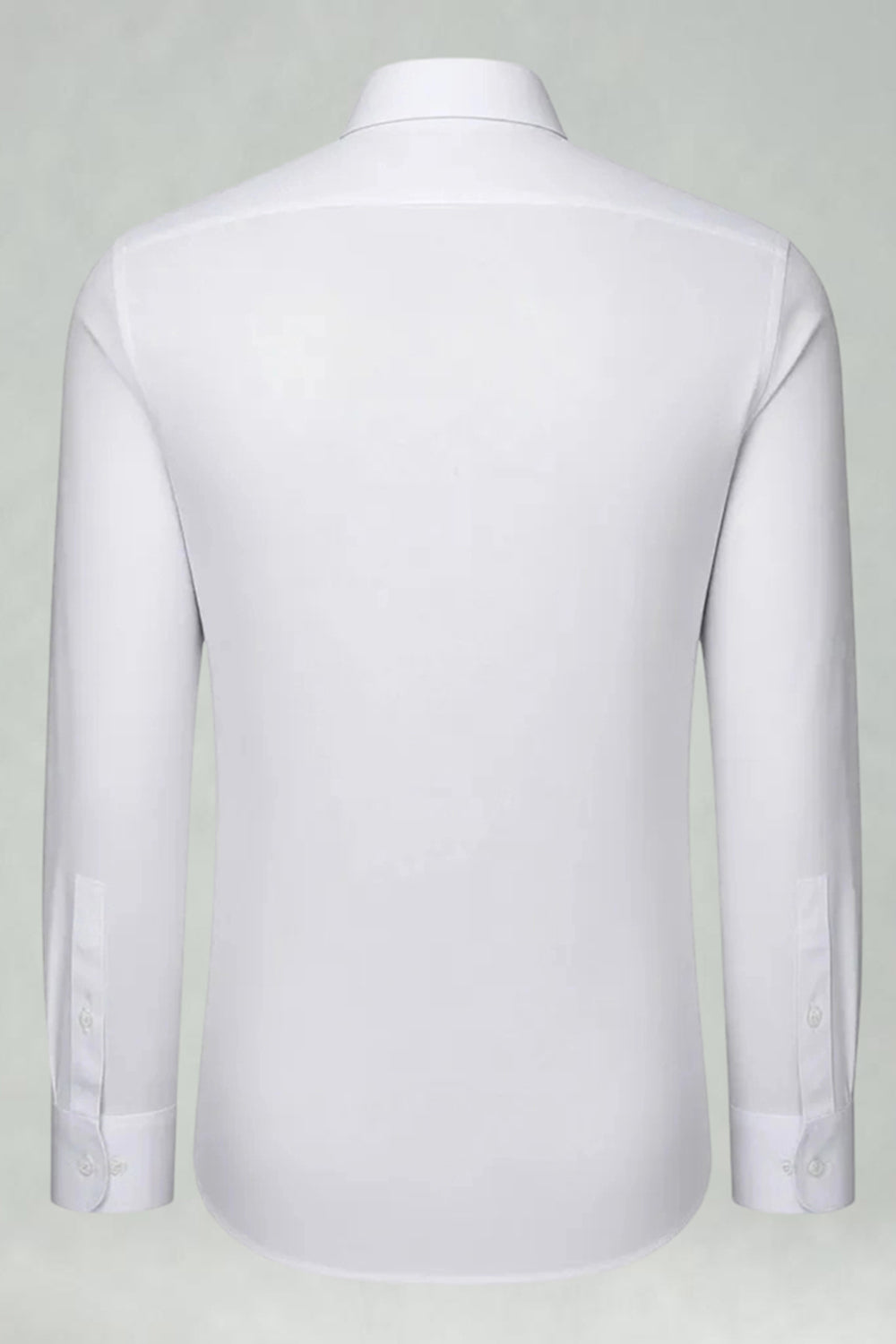 White Classic Solid Point Collar Slim Fit  Men's Suits Shirt
