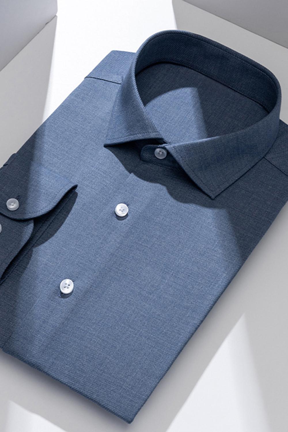 White Solid Slim Fit Long Sleeves Men's Suits Shirt