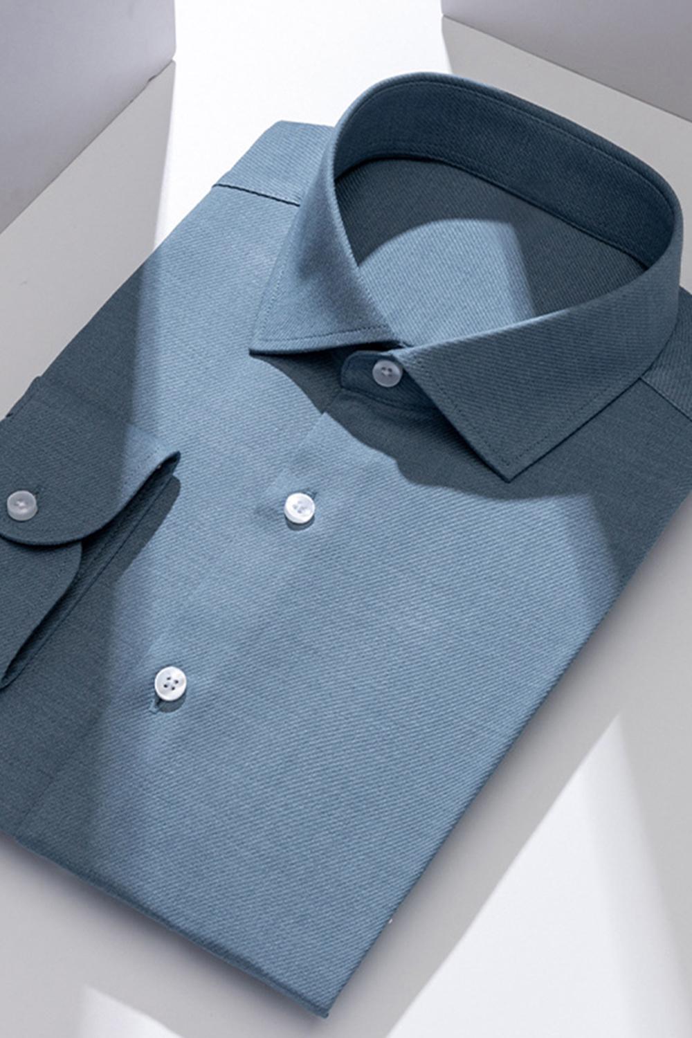 White Solid Slim Fit Long Sleeves Men's Suits Shirt