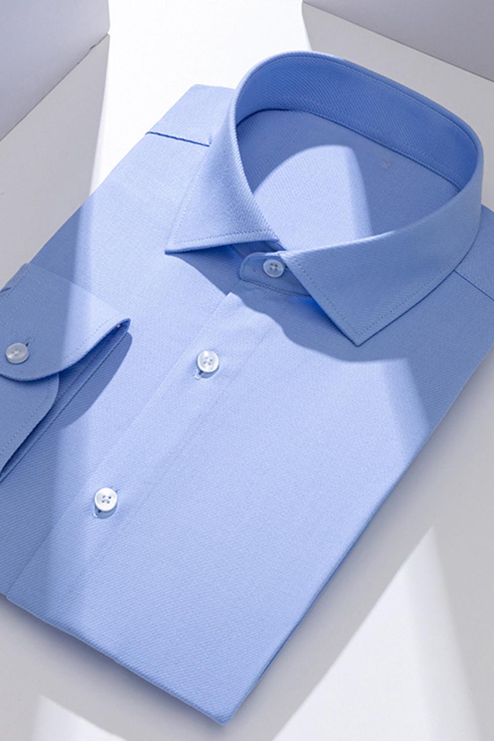 White Solid Slim Fit Long Sleeves Men's Suits Shirt