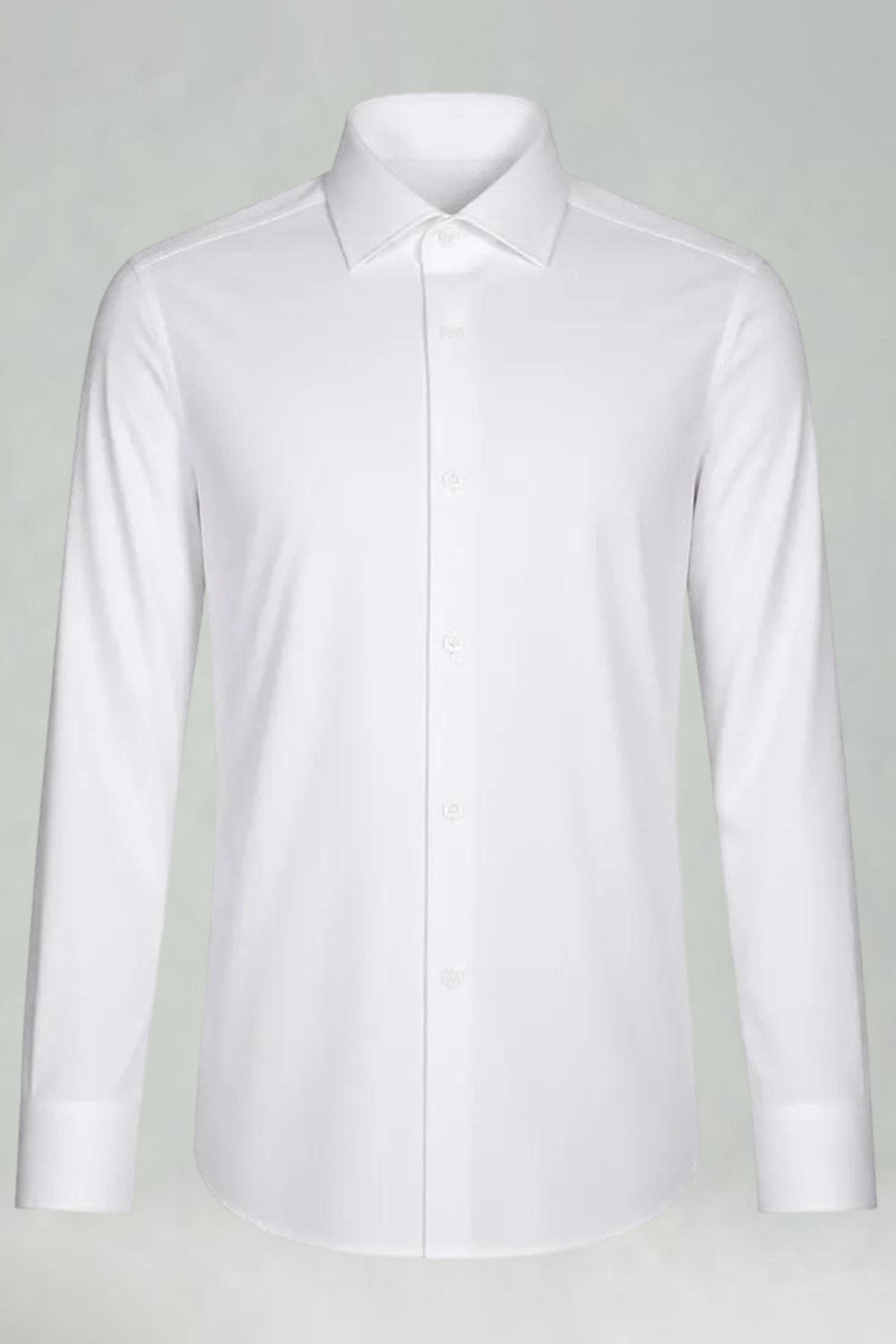White Solid Slim Fit Long Sleeves Men's Suits Shirt