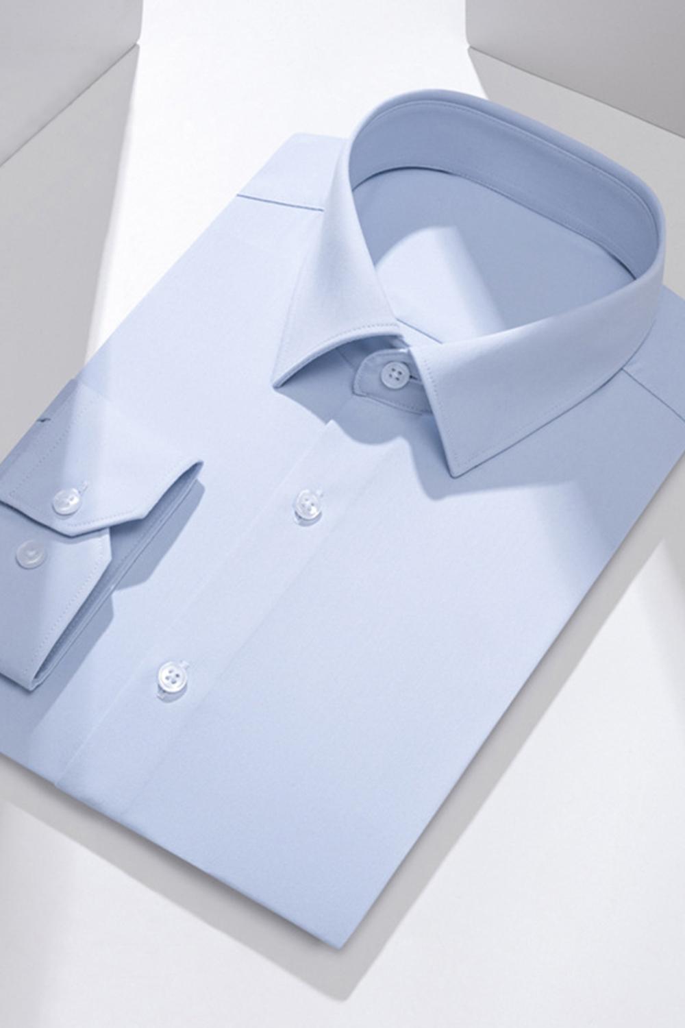 White Solid Classic Long Sleeves Men's Suits Shirt